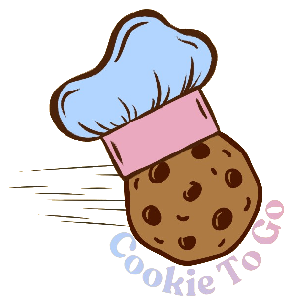 Logo van Cookie To Go: een chocoladekoek met een koksmuts